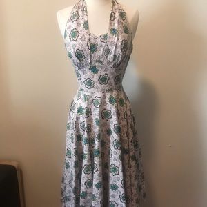 1950s floral halter dress